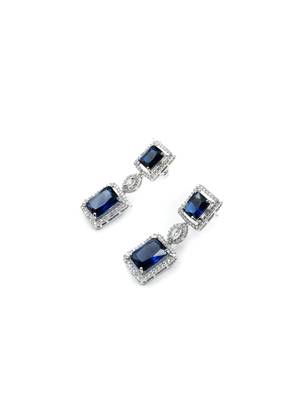 Silver plated blue big square cz necklace set 5