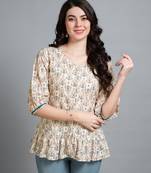  cream pure cotton blend geometric bored schiffli embroidered shirt style top