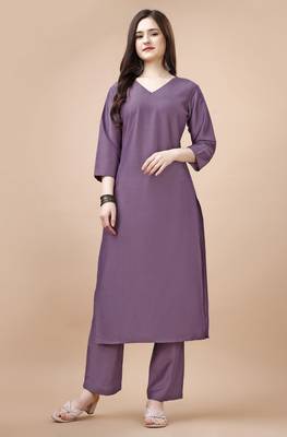  lavender chinon silk solid kurta with pant 1