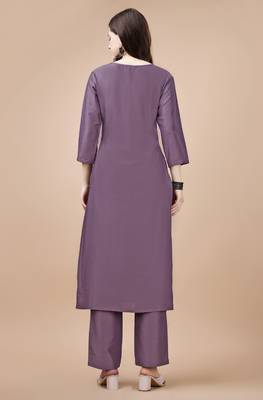  lavender chinon silk solid kurta with pant 2