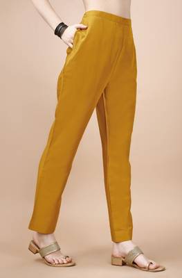  mustard chinon silk solid kurta with pant 3