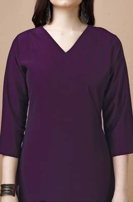 Mojilaa women's purple chinon silk solid kurta with pant 5