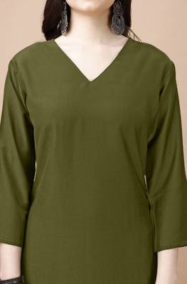  olive green chinon silk solid kurta with pant 5
