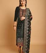 green velvet embroidered dress material