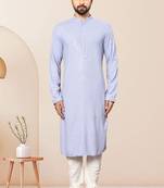 Purple kurta: rayon embroidery thread full sleeve set for men