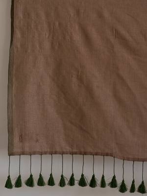 Suta Taupe Solid Cotton Blend Solid Woven Saree Without Blouse 5