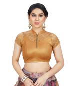 High Neck Silver Full Net Padded Sleeveless Readymade Saree Blouse