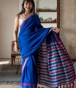 Suta multicolor striped blended cotton tassels saree