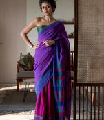 Suta multicolor striped blended cotton tassels saree