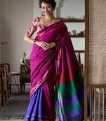 Suta multicolor colourblocked blended cotton woven saree