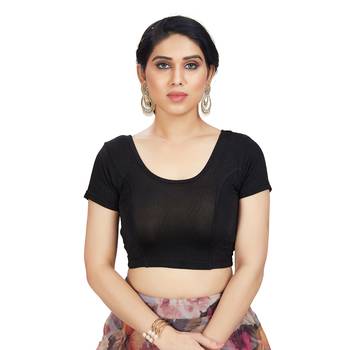 High Neck Silver Full Net Padded Sleeveless Readymade Saree Blouse 1