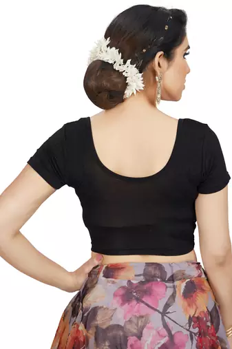 High Neck Silver Full Net Padded Sleeveless Readymade Saree Blouse
