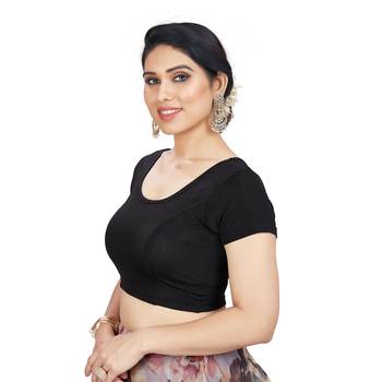 High Neck Silver Full Net Padded Sleeveless Readymade Saree Blouse 3
