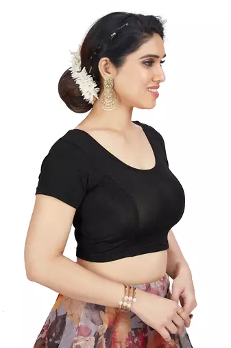 High Neck Silver Full Net Padded Sleeveless Readymade Saree Blouse