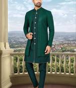 Men's bottle green indo western dresses set