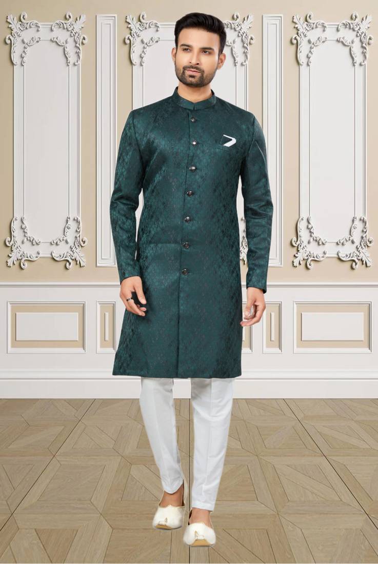 green indo western dress for male Sage Boys Indowestern with Jacket – Palkhi Fashion