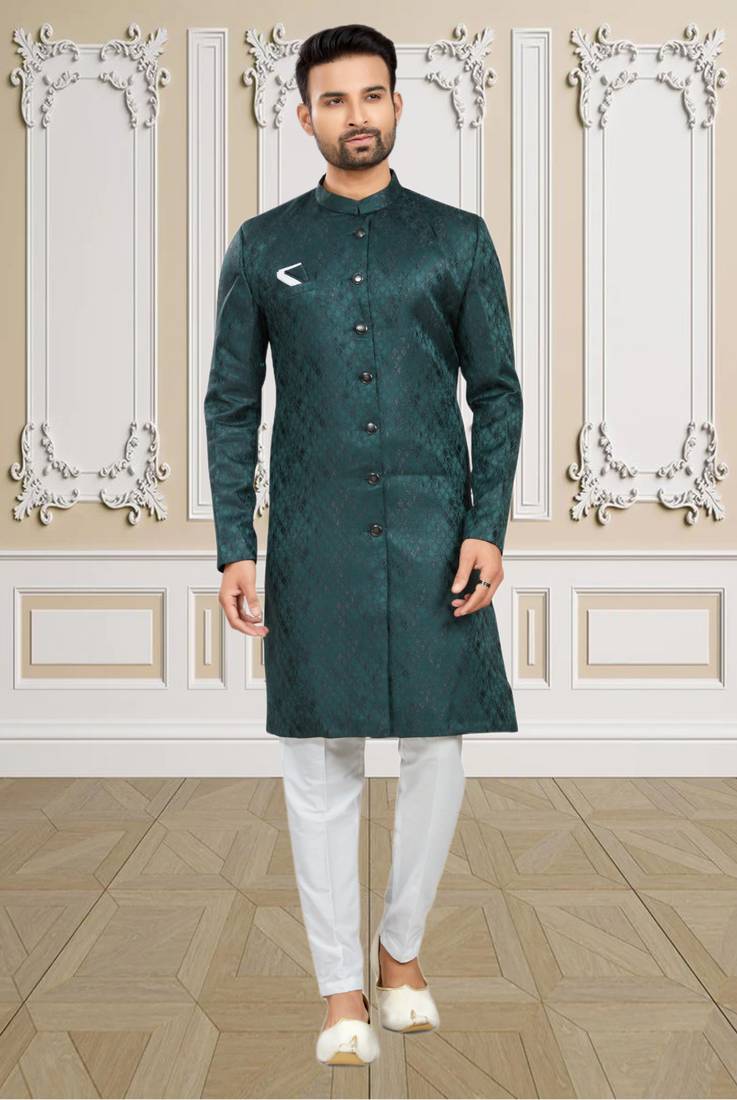 Men's bottle green indo western dresses set