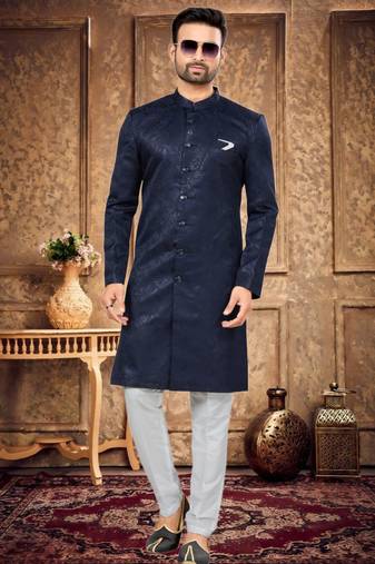 Men's navy blue indo western dresses set