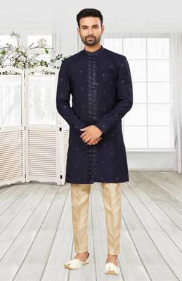 Men's navy blue indo western dresses set 1