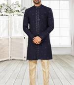 Men's navy blue indo western dresses set