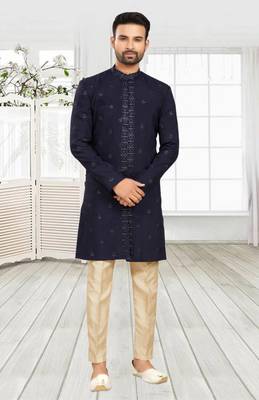 Men's navy blue indo western dresses set 2