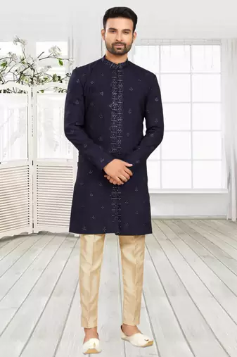 Men's navy blue indo western dresses set