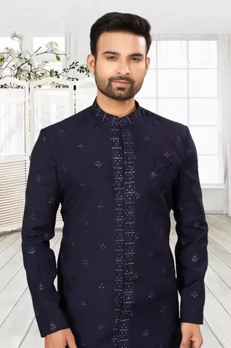 Men's navy blue indo western dresses set