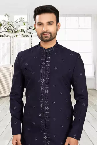 Men's navy blue indo western dresses set