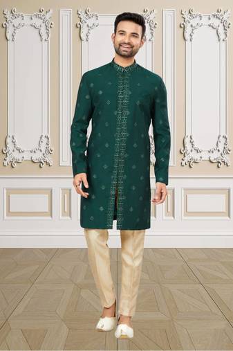 Men's bottle green indo western dresses set
