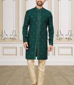 Men's bottle green indo western dresses set