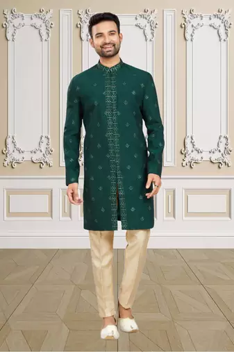 Men's bottle green indo western dresses set