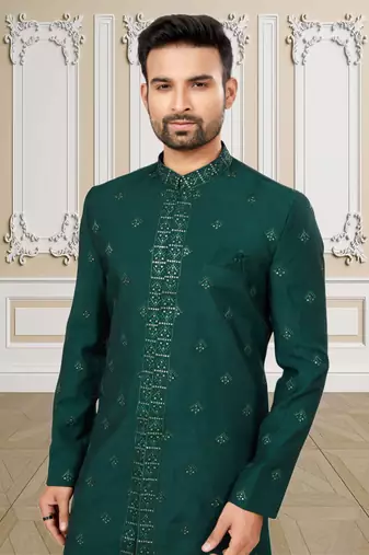 Men's bottle green indo western dresses set
