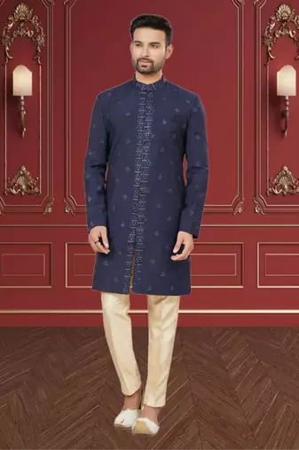 Men's navy blue indo western dresses set