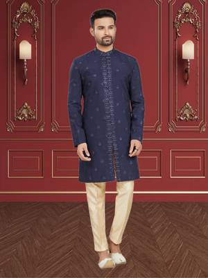 Men's navy blue indo western dresses set 2