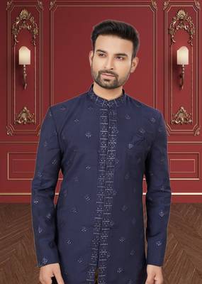 Men's navy blue indo western dresses set 3