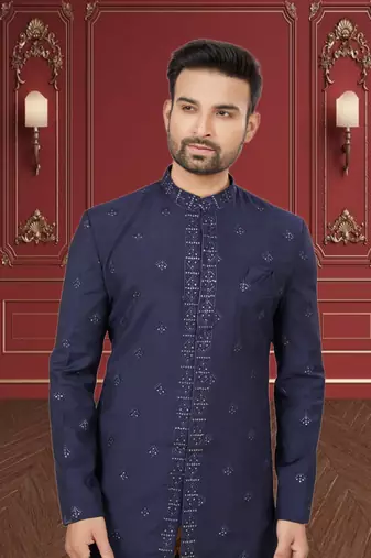 Men's navy blue indo western dresses set