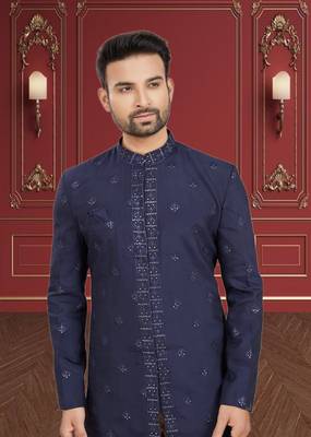 Men's navy blue indo western dresses set 4