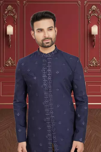 Men's navy blue indo western dresses set