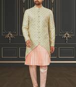Men's sea green & peach western dresses set