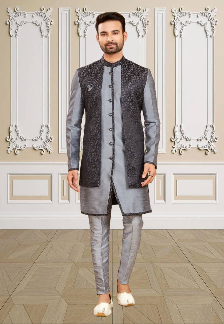 slim fit dress slacks 34 Modern Cowboy Blazer for Men â€“ Grey Western Jacket with Style main image 1