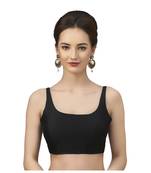 Womens Black Plain Silk Spaghetti Readymade Saree Blouse