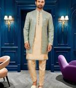 Men's sea green & gold indo western dresses set