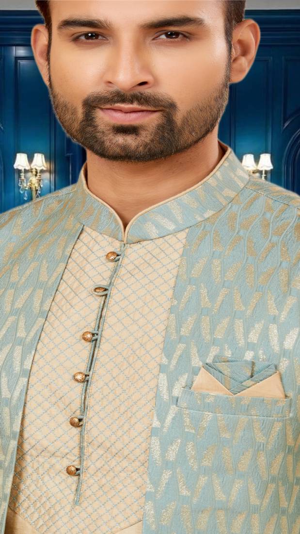 Men's sea green & gold indo western dresses set