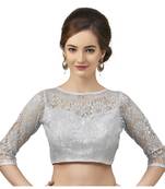 Womens Net Butter Crepe Black DesignerPadded 3/4th Sleeves Readymade Saree Blouse
