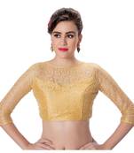 Womens Net Butter Crepe Black DesignerPadded 3/4th Sleeves Readymade Saree Blouse