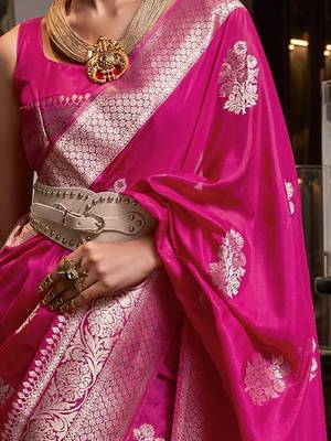 Pink Woven Georgette Event Wear Saree With Blouse For Women  3