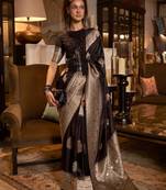 Black Woven Georgette Event Wear Saree With Blouse For Women 