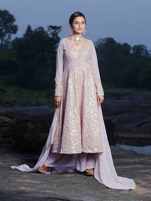 Ethnovog ready to wear mauve embroidered georgette anarkali suit 1