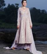 Ethnovog ready to wear mauve embroidered georgette anarkali suit