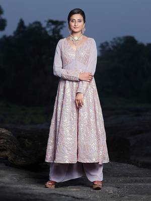 Ethnovog ready to wear mauve embroidered georgette anarkali suit 3